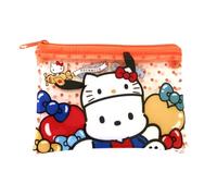Bolsa plana de 50 aniversario, bonita bolsa de vinilo con cremallera, cartera para tarjetas y funda, bolsa Kawaii, 12 x 7,5 x 1 cm, Orange Pocahco-dog