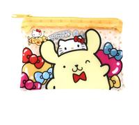 Bolsa plana de 50 aniversario, bonita bolsa de vinilo con cremallera, cartera para tarjetas y funda, bolsa Kawaii, 12 x 7,5 x 1 cm, Pompón amarillo