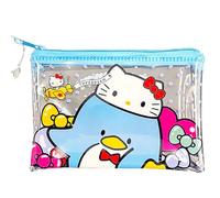 Bolsa plana de 50 aniversario, bonita bolsa de vinilo con cremallera, cartera para tarjetas y funda, bolsa Kawaii, 12 x 7,5 x 1 cm, Esmoquin azul cielo