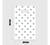 Bolsa Plástico 20 x 30 con asa troquel reciclado 70% - Galga 200 Punto plata