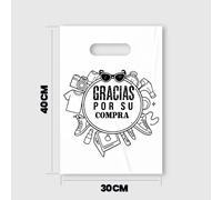 Bolsa plástico 30 x 40 asa troquel galga 200, gracias por su compra