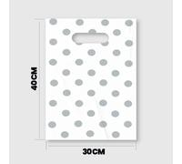 Bolsa Plástico 30 x 40 con asa troquel reciclado 70% - Galga 200 Punto plata