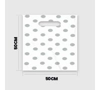 Bolsa Plástico 50 x 50 con asa troquel reciclado 70% - Galga 200 Punto plata