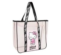 Bolsa Playa Premium Hello Kitty Mujeres y Niñas Tote Malla - Bolsa Playa Grande Transparente Hello Kitty, Bolso Tote Malla Semitransparente Ligero y Espacioso, para Playa, Pisicna Verano