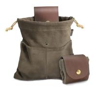 Bolsa plegable de lona de cuero, resistente al agua, bolsa plegable de almacenamiento para acampar al aire libre, bolsas de hongos, bolsas de yesca para cinturón de bushcraft, bolsas de volcado para