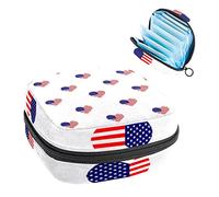 Bolsa portátil con diseño de bandera de Estados Unidos, bolsa de almacenamiento de tampones para servilletas sanitarias, Varios colores, 4.7x6.6x6.6 in/12x17x17 cm