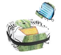 Bolsa portátil con diseño de cactus con texto en inglés "Hello World", bolsa de almacenamiento de tampones para servilletas sanitarias, Varios colores, 4.7x6.6x6.6 in/12x17x17 cm