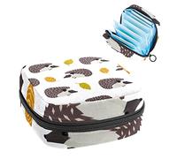 Bolsa portátil con diseño de erizo, bolsa de almacenamiento de tampones para servilletas sanitarias, Varios colores, 4.7x6.6x6.6 in/12x17x17 cm