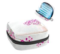 Bolsa portátil con diseño de flores de aliento de bebé rosa en botella blanca, bolsa de almacenamiento de tampón para servilletas sanitarias, Varios colores, 4.7x6.6x6.6 in/12x17x17 cm