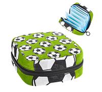 Bolsa portátil con diseño de fútbol con fondo verde, bolsa de almacenamiento para tampones para servilletas sanitarias, Varios colores, 4.7x6.6x6.6 in/12x17x17 cm