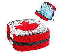 Bolsa portátil con diseño de hoja de arce roja con bandera de Canadá, bolsa de almacenamiento para servilletas sanitarias, Varios colores, 4.7x6.6x6.6 in/12x17x17 cm