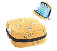 Bolsa portátil con diseño de huesos de corgi de dibujos animados, bolsa de almacenamiento de tampones para servilletas sanitarias, Varios colores, 4.7x6.6x6.6 in/12x17x17 cm