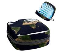 Bolsa portátil con diseño de mapa de la tierra, bolsa de almacenamiento para servilletas sanitarias, Varios colores, 4.7x6.6x6.6 in/12x17x17 cm