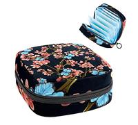 Bolsa portátil con diseño de mariposa azul en árbol de flores, bolsa de almacenamiento para servilletas sanitarias, Varios colores, 4.7x6.6x6.6 in/12x17x17 cm