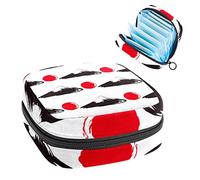 Bolsa portátil con diseño de sol rojo Fuji de Japón, bolsa de almacenamiento de tampones para servilletas sanitarias, Varios colores, 4.7x6.6x6.6 in/12x17x17 cm