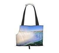 Bolsa portátil con estampado de cascada y arco iris, ligera y transpirable, adecuada para sacar mascotas pequeñas.