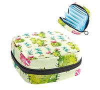 Bolsa portátil con patrón de cactus verde de plantas, bolsa de almacenamiento de tampones para servilletas sanitarias, Varios colores, 4.7x6.6x6.6 in/12x17x17 cm