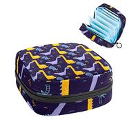Bolsa portátil con patrón de dinosaurios, bolsa de almacenamiento de tampones para servilletas sanitarias, Varios colores, 4.7x6.6x6.6 in/12x17x17 cm