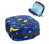 Bolsa portátil con patrón de dinosaurios, bolsa de almacenamiento de tampones para servilletas sanitarias, Varios colores, 4.7x6.6x6.6 in/12x17x17 cm