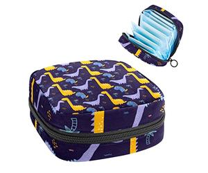 Bolsa portátil con patrón de dinosaurios, bolsa de almacenamiento de tampones para servilletas sanitarias, Varios colores, 4.7x6.6x6.6 in/12x17x17 cm