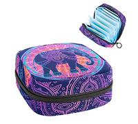 Bolsa portátil con patrón de elefante, bolsa de almacenamiento de tampones para servilletas sanitarias, Varios colores, 4.7x6.6x6.6 in/12x17x17 cm