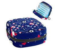 Bolsa portátil con patrón de fútbol, bolsa de almacenamiento de tampones para servilletas sanitarias, Varios colores, 4.7x6.6x6.6 in/12x17x17 cm