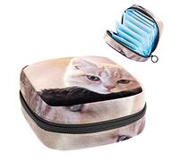Bolsa portátil con patrón de gato, bolsa de almacenamiento de tampones para servilletas sanitarias, Varios colores, 4.7x6.6x6.6 in/12x17x17 cm
