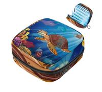 Bolsa portátil de almacenamiento de servilletas sanitarias, bolsa de copa menstrual femenina para compresas de menstruación para adolescentes, kit de primer período, ambiente de amor, tortuga marina,