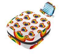 Bolsa portátil de almacenamiento de servilletas sanitarias, bolsa de copa menstrual femenina para compresas de menstruación para adolescentes, kit de primer período, colorido corazón de amor doble