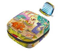 Bolsa portátil de almacenamiento de servilletas sanitarias, bolsa de copa menstrual femenina para compresas de menstruación para adolescentes, kit de primer período, lindo mundo de dinosaurios
