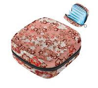 Bolsa portátil de almacenamiento de servilletas sanitarias, bolsa de copa menstrual femenina para compresas de menstruación para adolescentes, kit de primer período, flor de escamas rosas