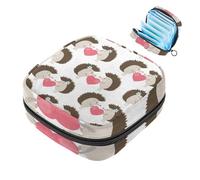 Bolsa portátil de almacenamiento de servilletas sanitarias, bolsa de copa menstrual femenina para compresas de menstruación para adolescentes, kit de tampones para el primer período, erizo y amor