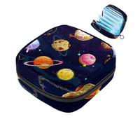 Bolsa portátil de almacenamiento de servilletas sanitarias, bolsa de copa menstrual femenina para compresas de menstruación para adolescentes, kit de primer período, divertido e increíble planeta de