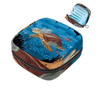 Bolsa portátil de almacenamiento de servilletas sanitarias, bolsa de copa menstrual femenina para compresas de menstruación para adolescentes, kit de primer período, tortuga marina océano amor medio