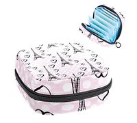 Bolsa portátil de almacenamiento de tampones para servilletas sanitarias de la Torre Eiffel de París con corazones, Varios colores, 4.7x6.6x6.6 in/12x17x17 cm