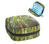 Bolsa portátil de bambú Forest Nature, bolsa de almacenamiento de tampones para servilletas sanitarias, Varios colores, 4.7x6.6x6.6 in/12x17x17 cm