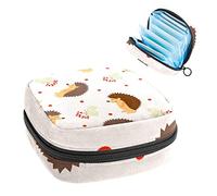 Bolsa portátil de época de animales de erizo, bolsa de almacenamiento de tampones para servilletas sanitarias, Varios colores, 4.7x6.6x6.6 in/12x17x17 cm