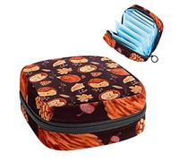 Bolsa portátil de época de erizo de hojas de otoño, bolsa de almacenamiento de tampón para servilletas sanitarias, Varios colores, 4.7x6.6x6.6 in/12x17x17 cm