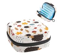 Bolsa portátil de época de hongos de erizo de hojas de otoño, bolsa de almacenamiento de tampón para servilletas sanitarias, Varios colores, 4.7x6.6x6.6 in/12x17x17 cm