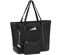Bolsa Portátil Mujer, VASCHY Bolsos Totes Impermeable Bolso Ordenador Mujer de 15.6 pulgadas Bolso de Mano Bolsa de Trabajo Vintage con Correa Hombro Desmontable-Negro