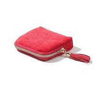 Bolsa portátil multicapa for guardar joyas con borlas, ideal for viajes, cierre de cremallera gran capacidad y pulseras jade(Red)