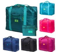 Bolsa portátil multifunción plegable de nailon impermeable, gran capacidad, equipaje de mano, viajes de negocios, viajes, rosa roja, 2 unidades