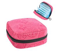 Bolsa portátil para el día de San Valentín, diseño de corazones rosados dibujados a mano, bolsa de almacenamiento de tampones para servilletas sanitarias, Varios colores, 4.7x6.6x6.6 in/12x17x17 cm