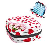 Bolsa portátil para el día de San Valentín, tulipanes en forma de corazón, bolsa de almacenamiento para servilletas sanitarias, Varios colores, 4.7x6.6x6.6 in/12x17x17 cm