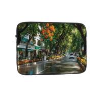 Bolsa portátil para laptop de 13 pulgadas, a prueba de golpes, con patrón de calle después de la lluvia, para viajes de negocios, trabajo, universidad