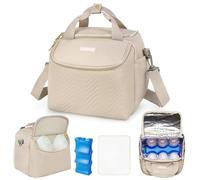 Bolsa portátil para sacaleches, bolsa de viaje para enfriar leche materna compatible con Momcozy/Eufy/Elvie/Willow/Medela sacaleches con bolsa de hielo y alfombrilla resistente al agua para 6