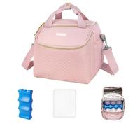 Bolsa portátil para sacaleches, bolsa de viaje para enfriar leche materna compatible con Momcozy/Medela/Elvie/Willow con bolsa de hielo y alfombrilla resistente al agua para 6 biberones de hasta 9