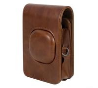 Bolsa protectora retro compatible con Fujifilm para Instax para Mini Liplay para cámara instantánea Funda de piel sintética con correa desmontable para fotografía al aire libre Rosa (marrón)