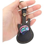 Bolsa Púa Guitarra, Estuche de Soporte con Puas de Cuero para Guitarristas - 5 Piezas de Colores (Negro) - Estuche para Puas