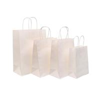 Bolsa Regalo 10/25/50pcs Kraft Paper Bag With Handles Packing Bags For Store Clothes Wedding Christmas Supplies Handbags(WHITE,50PCS_21X14X27CM)